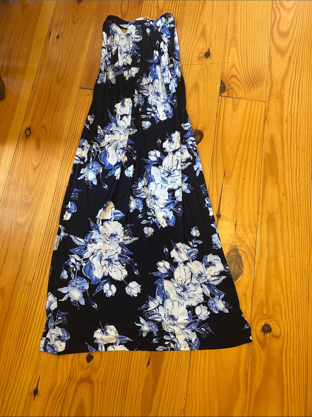 Tommy Bahama Navy Maxi Skirt with White & Blue Floral Print - Picture 4 of 4